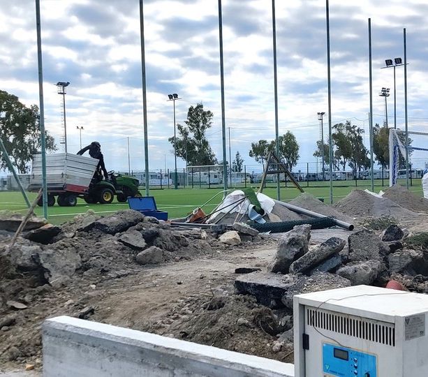 Sanremo: terminato anche il secondo campo sintetico a Pian di Poma, proseguono i lavori per gli spogliatoi (Foto)