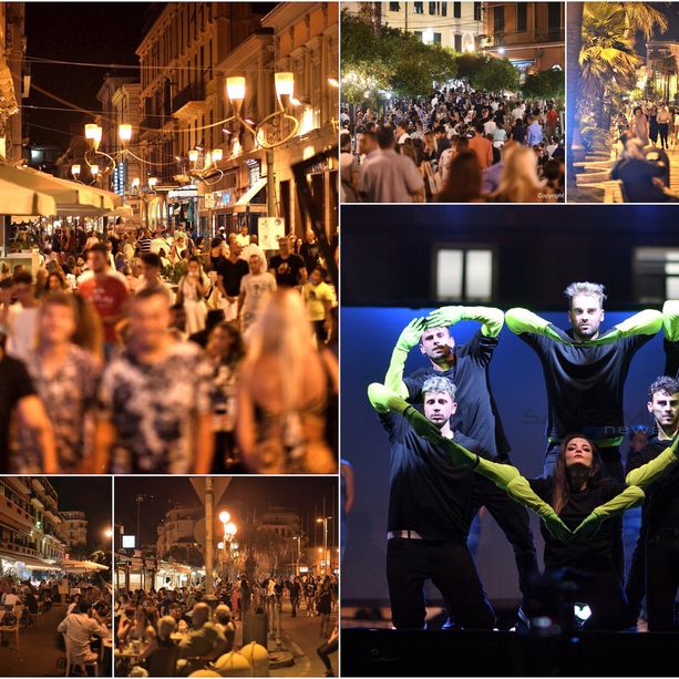 Sanremo fa il pieno di turisti per la notte di Ferragosto: show degli Urban Theory e un fiume di gente per le strade del centro (Foto)