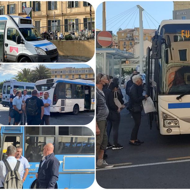 Stipendi in ritardo, scatta la protesta degli autisti RT: corriere ferme a Sanremo e Imperia (foto e video)