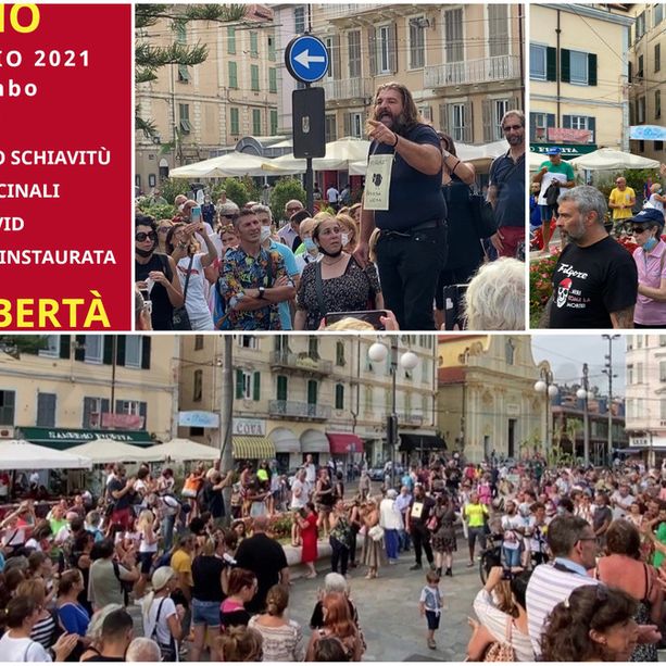 A Sanremo la protesta 'Basta dittatura!': in 250 contro l'obbligo del green pass (foto e video)