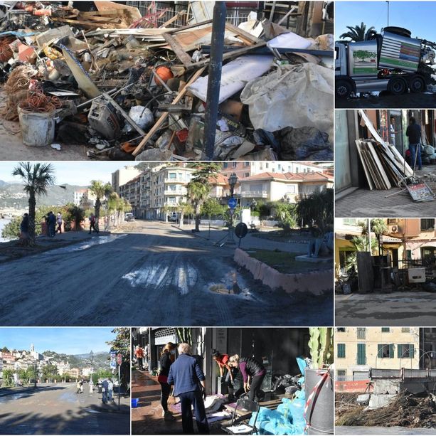 Ventimiglia non si arrende: le immagini e le voci di un lunedì di fatica per le strade e nei negozi invasi dal fango (Foto e Video)