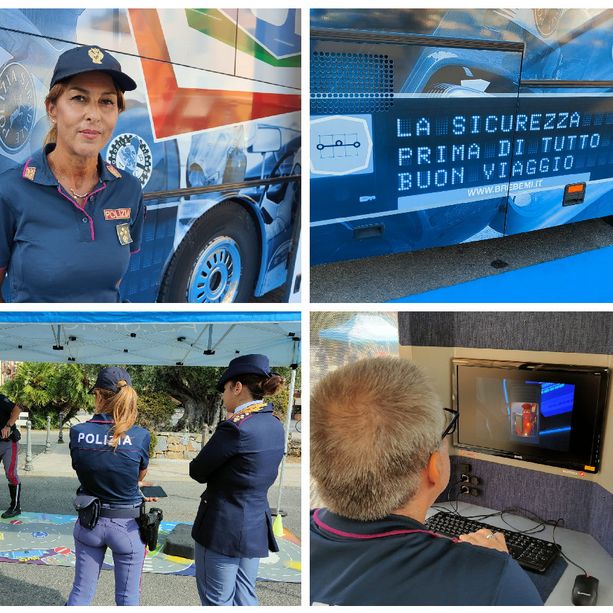 Campagna per la sicurezza stradale, tappa a Imperia per il pullman azzurro della Polizia di Stato (foto e video)