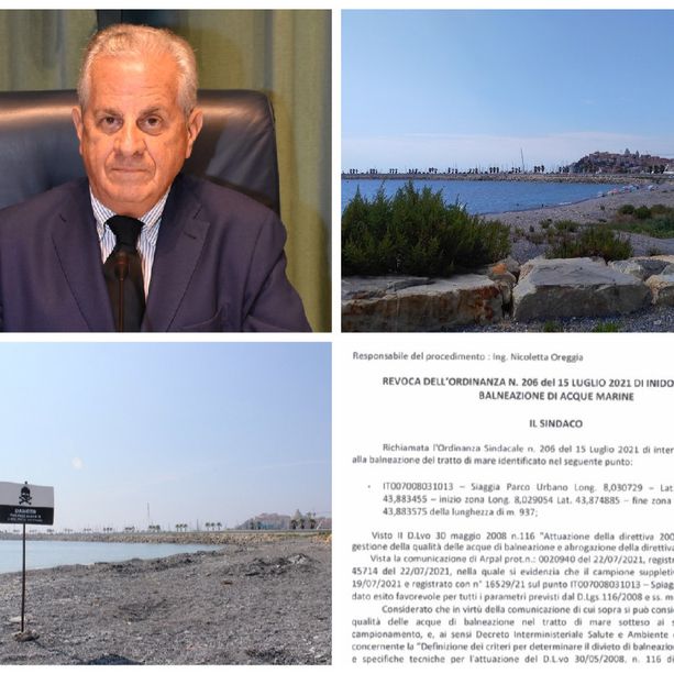 Imperia, parametri ok: Scajola revoca il divieto di balneazione al parco urbano