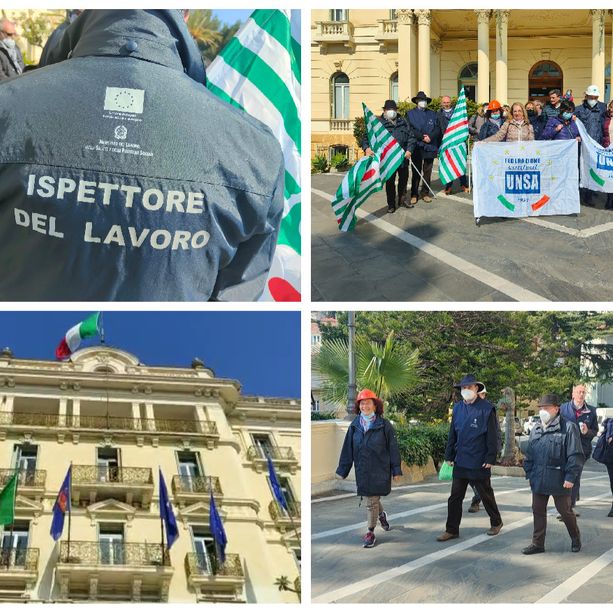 Protesta in Prefettura degli ispettori del lavoro imperiesi: &quot;Siamo sotto organico e costretti a usare auto e telefonini nostri per i servizi. Vogliamo tutela (foto e video)