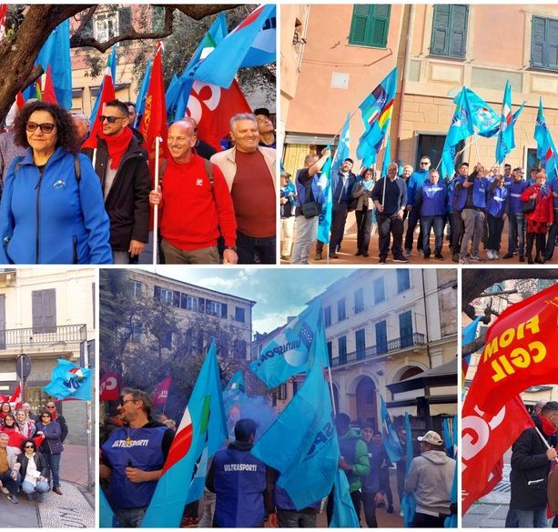Imperia, Cgil e Uil in piazza per gridare &quot;Basta morti sul lavoro&quot; (foto e video)