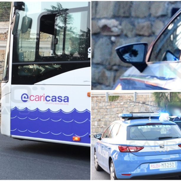 Sanremo: Polizia ferma autobus con a bordo un sospetto, l'uomo dà in escandescenze per strada e sulla pattuglia (FOTO)