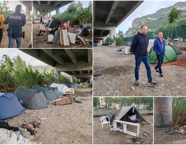 Migranti a Ventimiglia, accampamenti abusivi alle Gianchette: sgomberati dalle forze dell'ordine (Foto e video)
