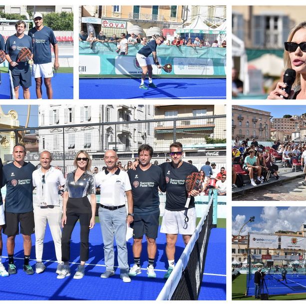 'Sanremo Padel Tour': piazza Colombo in visibilio per gli ex campioni del calcio e per le 'Leyendas' della racchetta (Foto e Video)