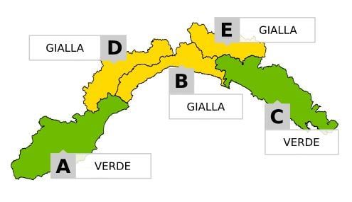 Arpal, deboli nevicate nell'entroterra: allerta gialla prolungata fino alle 24