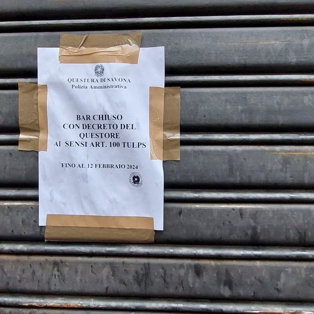 Liti violente e ritrovo di pregiudicati, chiuso per 5 giorni bar di Savona