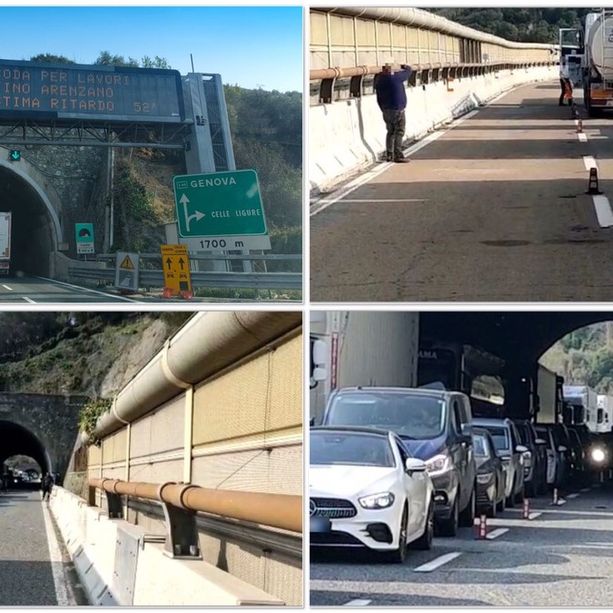 Lavori sulla A10, traffico in tilt tra Albisola e Arenzano (FOTO)