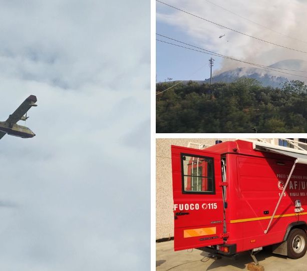Incendio tra Borghetto e Toirano: arrivati anche i canadair (FOTO e VIDEO)