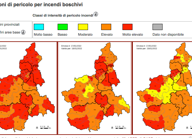 Accidentalità e dolo: decine di incendi boschivi in Granda, dove lo stato di pericolosità è massimo