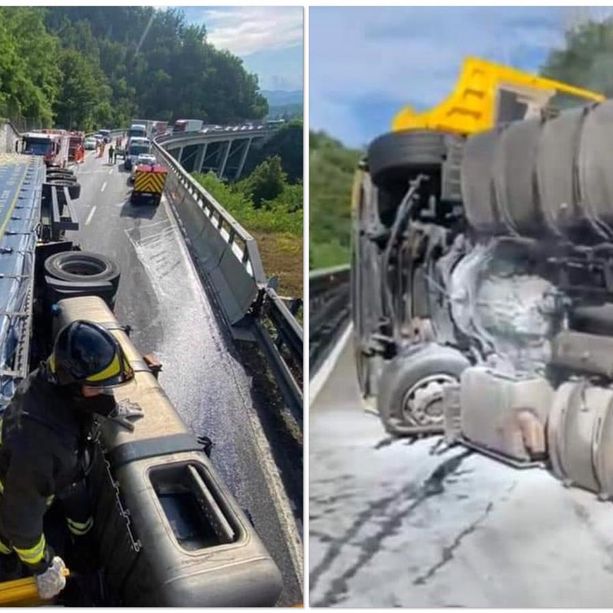 Incidente sulla A6, camion si ribalta all'interno di un cantiere tra Millesimo e Ceva: autostrada chiusa (FOTO E VIDEO)