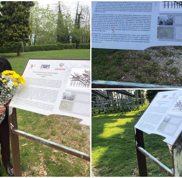 Spaccata e imbrattata la targa del monumento alla Resistenza a Cuneo