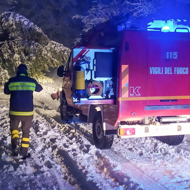 Vigili del Fuoco di Luserna San Giovanni sgomberano le strade dagli alberi caduti