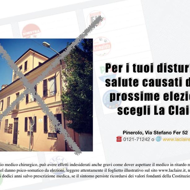 La Claire di Pinerolo come Taffo: “Curiamo i mali da campagna elettorale”