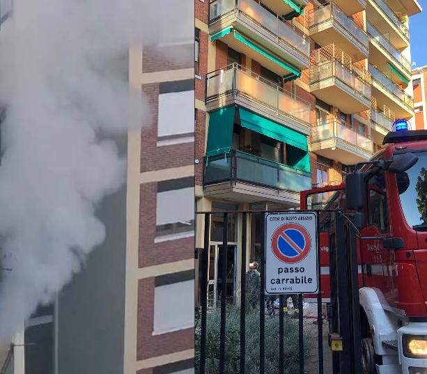 VIDEO. Busto, fiamme dalla cucina: i condomini evacuano la palazzina