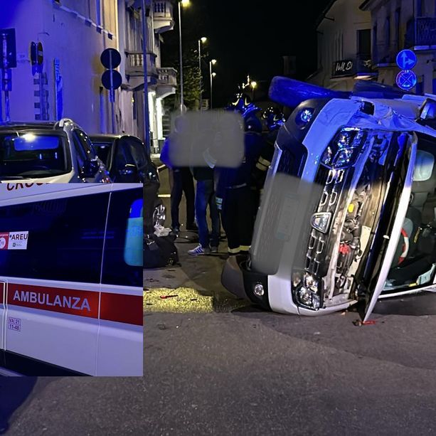 Auto si ribalta, paura a Busto Arsizio