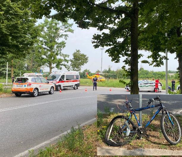 VIDEO E FOTO. Scontro tra una moto e un'auto in zona industriale a Busto: grave un uomo di 55 anni