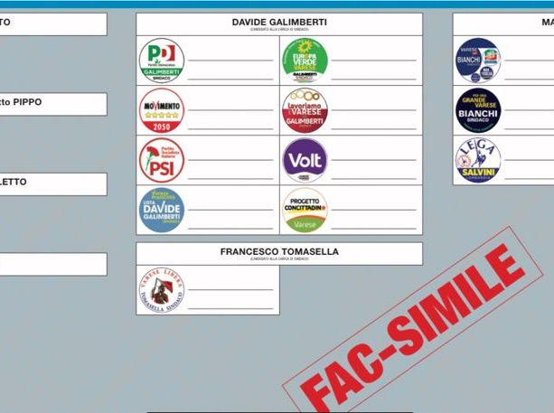 Varese, ecco la scheda elettorale: apre la Cazzato e chiude Bianchi