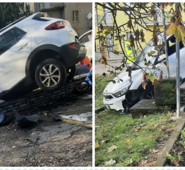 Auto esce di strada all'interno dell'area ospedaliera del Circolo e resta inclinata: ferito un anziano