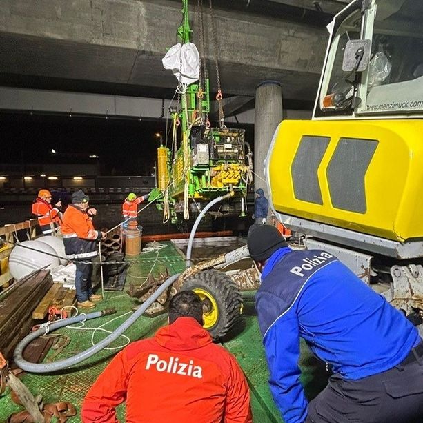 Ripescata nella notte dalle acque del Lago Ceresio una trivella