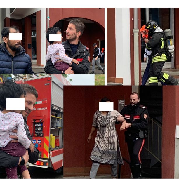 FOTO. Il rogo, la paura e quella bimba tra le braccia del carabiniere: «Grazie, siete degli eroi»
