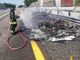 Prende fuoco un camper sulla A21. Sul posto vigili del fuoco di Asti e Alessandria