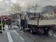 Furgone in fiamme sull'A7: nessun ferito