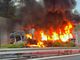 Imperia, incendio in A10: camion divorato dalle fiamme (foto)