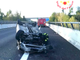 Dopo lo scontro si ribalta in autostrada: un ferito in un incidente sulla Torino-Savona
