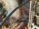 Tetto di una casa a due piani in fiamme stamattina a Sangano