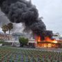 Albenga, in fiamme il capannone di Gallo Trasporti a Campochiesa