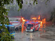 Incendio al deposito dei bus ad Alba: fiamme e alta colonna di fumo