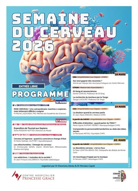 Monaco ospita la “Semaine du Cerveau 2026”: cinque giorni di incontri sulle neuroscienze al CHPG, al Musée d’Anthropologie Préhistorique e alla Maison des Associations