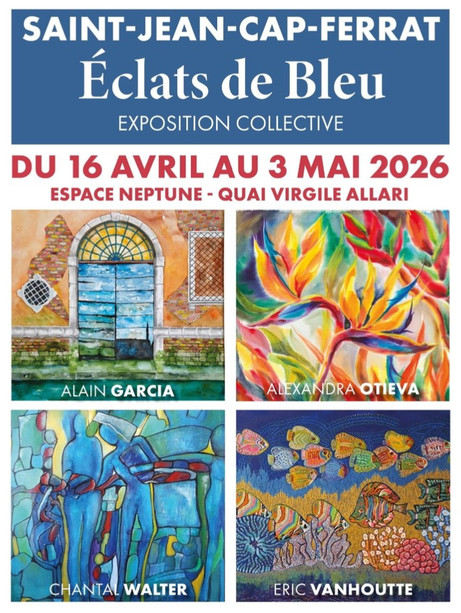“Éclats de Bleu”: all’Espace Neptune la mostra collettiva con Alexandra Otieva, Chantal Walter, Eric Vanhoutte e Alain Garcia