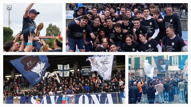 Calcio, Savona. Stadio e centro città, sono iniziate le celebrazioni per la promozione biancoblu (FOTO E VIDEO)