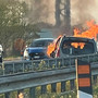 Prima il tamponamento, poi le fiamme: auto brucia sulla Torino-Savona [FOTO E VIDEO]