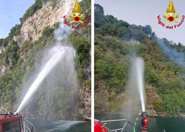 VIDEO e FOTO. Incendio di Leggiuno: anche l'acqua del lago per spegnere le fiamme. Ancora focolai attivi VIDEO e FOTO. Incendio di Leggiuno: anche l'acqua del lago per spegnere le fiamme. Ancora focolai attivi