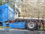 Scontro tra due mezzi pesanti prima dell'Olla a Gaiola: uno finisce fuori strada Scontro tra due mezzi pesanti prima dell'Olla a Gaiola: uno finisce fuori strada