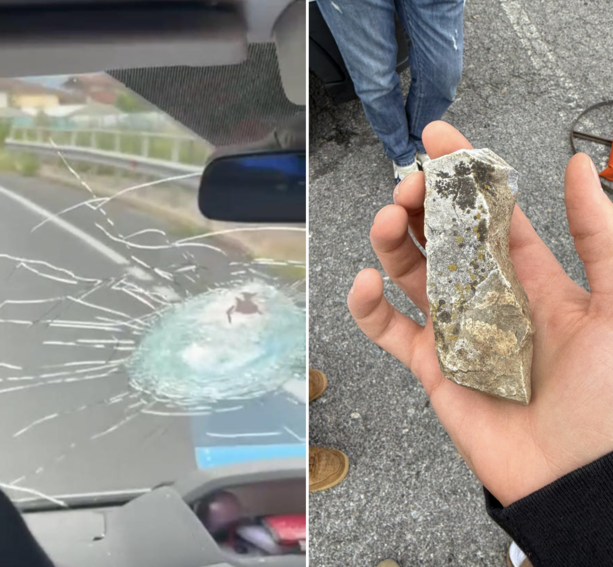 Boves, sassi contro i veicoli sulla provinciale 21: colpito pulmini con giovani atleti, auto e camper