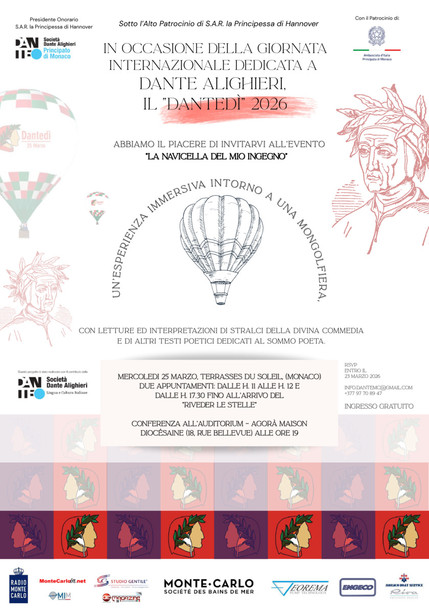 Dantedì 2026 a Monaco: il pubblico invitato a una giornata di celebrazioni dedicate a Dante Alighieri