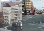 Paura in piazza Crispi: parte del tetto crolla in mezzo alla strada