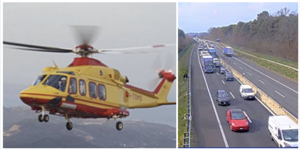 Auto si ribalta in autostrada: un ferito grave e tre chilometri di coda