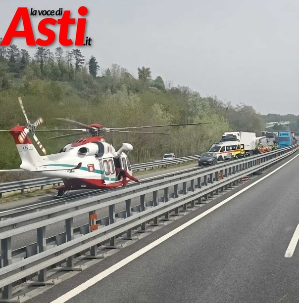 Incidente sulla A21 tra Felizzano e Asti Est, intervenuto l'elisoccorso