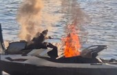 Moto d'acqua in fiamme sul lago ad Angera, vigile del fuoco di Ispra non in servizio doma l'incendio
