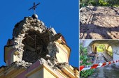 Fulmine colpisce il campanile della chiesa di Corte di Molini di Triora: evacuate una decina di persone, oggi nuove verifiche statiche (Foto)