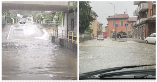 Pioggia battente e persistente sul Varesotto: strade come torrenti e sottopassi allagati