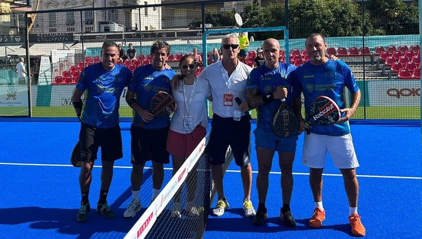 Sanremo Padel Finals, mattinata nel segno del calcio: Albertini e Amoruso vincono l’esibizione contro Di Canio e Marcolin (Foto)